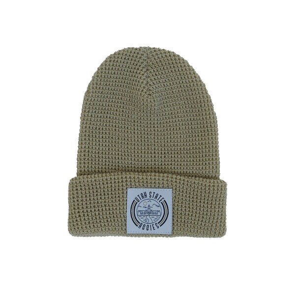 Utah State, Aggies, Old Main, Tan, Waffle Knit, Beanie